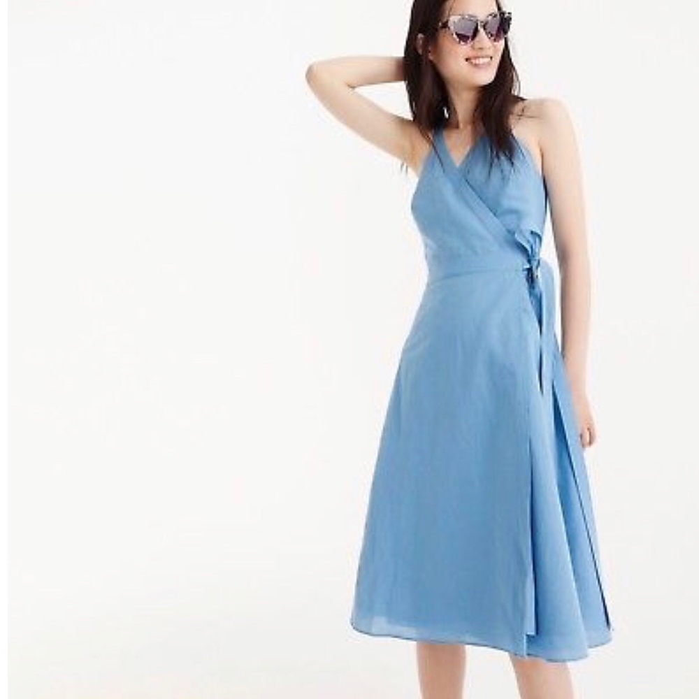 JCrew Linen Wrap Dress - Size Medium